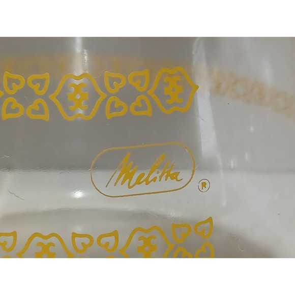 Vintage Melitta 6 Cup Glass Replacement Coffee Pot Carafe w/ Lid Yellow Print - Picture 4 of 10